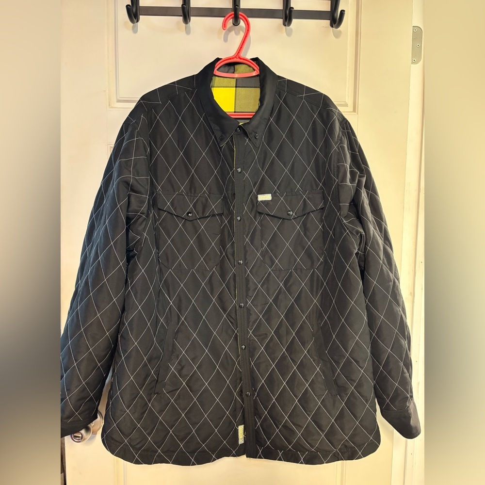 DIXXON Black Quilted Lightweight Shirt Jacket with Subtle Gray Stitching
